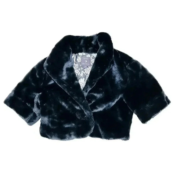 Forever 21 Women's Black Faux Fur Shrug Jacket Size M Long Sleeve - Picture 1 of 6